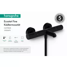 Hansgrohe Ecostat Fine termosztátos kádcsaptelep modern matt fekete felülettel.