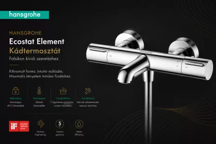 Hansgrohe Ecostat Element kádtermosztát, króm kivitelben.