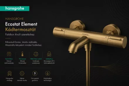 Hansgrohe Ecostat Element kádtermosztát, szálcsiszolt bronz kivitelben.