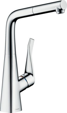 Hansgrohe Metris M71 konyhai csaptelep 320 EcoSmart, kihúzható zuhanyfejjel króm 14781000