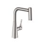 Hansgrohe Metris M71 rozsdamentes acél hatású konyhai csaptelep 220, kihúzható kifolyóval 14834800