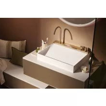   Hansgrohe Avalegra AquaUnit 580/475 SolidSurface mosdó mosdórendszerrel, fehér/szálcsiszolt bronz 22472140