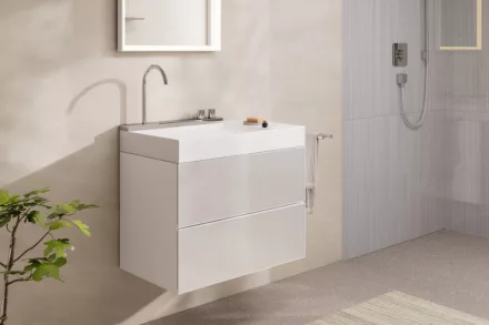 Hansgrohe Avalegra AquaUnit 780/475 SolidSurface mosdó króm mosdórendszerrel, balos/fehér 22473000