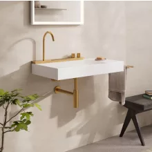   Hansgrohe Avalegra AquaUnit 780/475 SolidSurface mosdó szálcsiszolt bronz mosdórendszerrel, balos/fehér 22473140