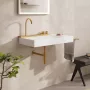 Hansgrohe Avalegra AquaUnit 780/475 SolidSurface mosdó szálcsiszolt bronz mosdórendszerrel, balos/fehér 22473140