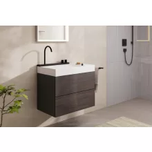   Hansgrohe Avalegra AquaUnit 780/475 SolidSurface mosdó matt fekete mosdórendszerrel, balos/fehér 22473670