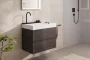 Hansgrohe Avalegra AquaUnit 780/475 SolidSurface mosdó matt fekete mosdórendszerrel, balos/fehér 22473670