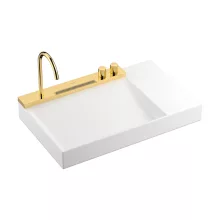   Hansgrohe Avalegra AquaUnit 780/475 SolidSurface mosdó polírozott arany hatású mosdórendszerrel, balos/fehér 22473990