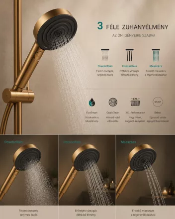 Hansgrohe Pulsify Select S 3 jet Relaxation kézizuhany 105 EcoSmart, szálcsiszolt bronz 24111140
