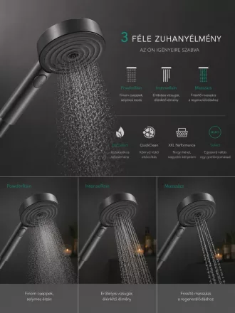 Hansgrohe Pulsify Select S 3jet Relaxation kézizuhany 105 EcoSmart technológiával, szálcsiszolt fekete króm kivitelben.