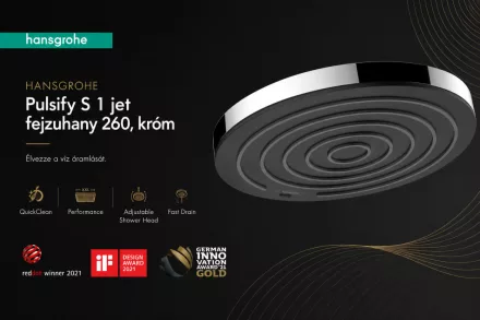 Hansgrohe Pulsify S 1jet fejzuhany 260 mm, króm kivitelben.