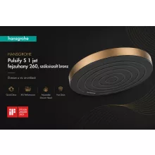Hansgrohe Pulsify S 1jet fejzuhany 260 mm, szálcsiszolt bronz kivitelben.
