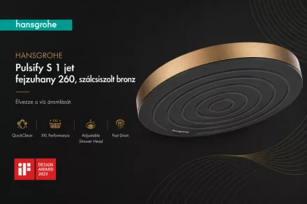 Hansgrohe Pulsify S 1jet fejzuhany 260 mm, szálcsiszolt bronz kivitelben.