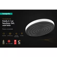 Hansgrohe Pulsify S 1jet fejzuhany 260 mm, matt fehér kivitelben.