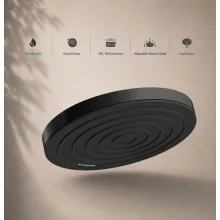Hansgrohe Pulsify S EcoSmart fejzuhany PowderRain vízsugárral és szálcsiszolt fekete króm felülettel.