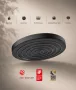 Hansgrohe Pulsify S EcoSmart fejzuhany PowderRain vízsugárral és matt fekete felülettel.