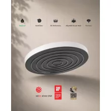 Hansgrohe Pulsify S EcoSmart fejzuhany PowderRain vízsugárral és matt fehér felülettel.