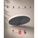 Hansgrohe Pulsify S EcoSmart fejzuhany PowderRain vízsugárral és matt fehér felülettel.