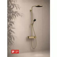Hansgrohe Pulsify S 260 mm fejzuhanyos zuhanyrendszer ShowerTablet Select 400 termosztáttal, szálcsiszolt bronz felülettel.