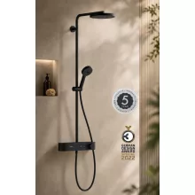 Hansgrohe Pulsify S 260 mm fejzuhanyos zuhanyrendszer ShowerTablet Select 400 termosztáttal, matt fekete felülettel.