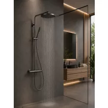 Hansgrohe Pulsify S Puro zuhanyrendszer 260 Ecostat Fine termosztáttal szálcsiszolt fekete króm 24222340