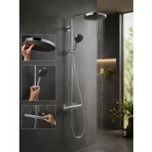 Hansgrohe Pulsify S Puro zuhanyrendszer 260 EcoSmart Ecostat Fine termosztáttal és 3jet kézizuhannyal króm 24237000