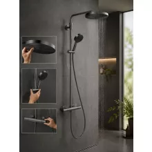 Hansgrohe Pulsify S Puro zuhanyrendszer 260 EcoSmart Ecostat Fine termosztáttal és 3jet kézizuhannyal szálcsiszolt fekete króm 24237340