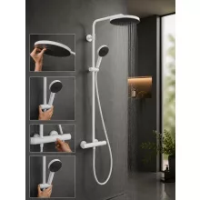 Hansgrohe Pulsify S Puro zuhanyrendszer 260 EcoSmart Ecostat Fine termosztáttal és 3jet kézizuhannyal matt fehér 24237700