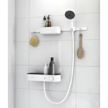   Hansgrohe WallStoris Szett termosztátos zuahnycsaptelep 3 funkciós kézizuhany EcoSmart, matt fehér 24250700
