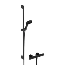   Hansgrohe Pulsify Select S Termosztátos zuhanycsaptelep Ecostat Element, 3jet Relaxation EcoSmart kézizuhannyal, matt fekete 24271670