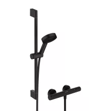   Hansgrohe Pulsify Select S Termosztátos zuhanycsaptelep Ecostat Element, 3jet Relaxation EcoSmart kézizuhannyal, matt fekete 24272670