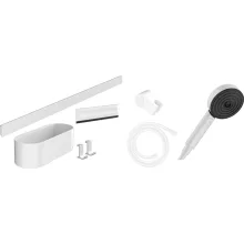   Hansgrohe WallStoris Szett kézizuhany 105, 3 jet EcoSmart Activation, zuhanyrúd matt fehér 24291700