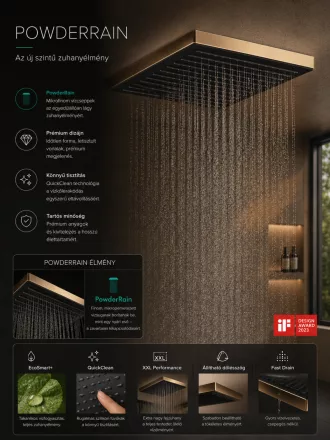 Hansgrohe Pulsify E fejzuhany 26x26 cm, 1jet EcoSmart+ technológiával, szálcsiszolt bronz kivitelben.