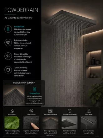 Hansgrohe Pulsify E fejzuhany 26x26 cm, 1jet EcoSmart+ technológiával, szálcsiszolt fekete króm kivitelben.