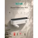 Hansgrohe ShowerTablet Select 400 termosztátos kádcsaptelep matt fehér felülettel és praktikus tárolópolccal.