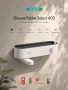 Hansgrohe ShowerTablet Select 400 termosztátos kádcsaptelep matt fehér felülettel és praktikus tárolópolccal.
