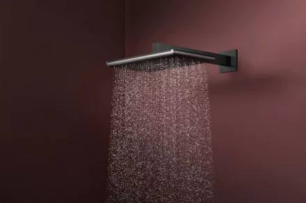 Hansgrohe Raindance Alive Q fejzuhany 340x210 mm, szálcsiszolt fekete/króm 24530340