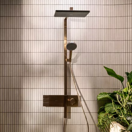 Hansgrohe Raindance Alive Q zuhanyrendszer ShowerSelect Comfort E termosztáttal, szálcsiszolt bronz 24590140