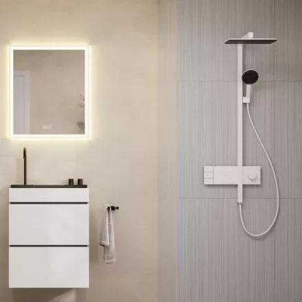 Hansgrohe Raindance Alive Q 2 funkciós zuhanyrendszer ShowerSelect Comfort E termosztáttal EcoSmart, matt fehér 24591700