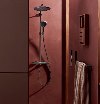 Hansgrohe Raindance Alive S Puro 1 funkciós zuhanyrendszer 300 Ecostat Element termosztáttal, szálcsiszolt fekete/króm 24592340