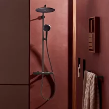  Hansgrohe Raindance Alive S Puro 1 funkciós zuhanyrendszer 300 Ecostat Element termosztát EcoSmart, szálcsiszolt fekete/króm 24593340