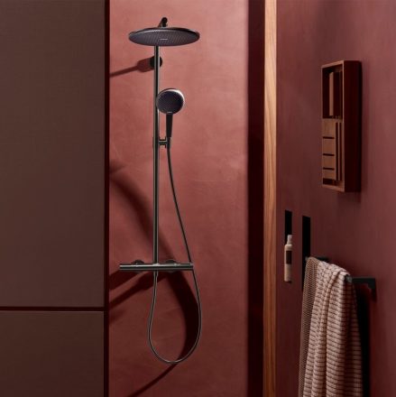 Hansgrohe Raindance Alive S Puro 1 funkciós zuhanyrendszer 300 Ecostat Element termosztát EcoSmart, szálcsiszolt fekete/króm 24593340
