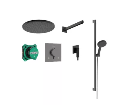 Hansgrohe Raindance Alive S 300 beépíthető zuhanyrendszer Ecostat Comfort E termosztáttal szálcsiszolt fekete króm 24622340