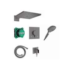 Hansgrohe Raindance Design E 300 zuhanyrendszer Ecostat Comfort E termosztáttal szálcsiszolt fekete króm 24623340