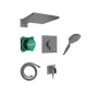 Hansgrohe Raindance Design E 300 zuhanyrendszer Ecostat Comfort E termosztáttal szálcsiszolt fekete króm 24623340