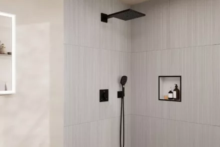 Hansgrohe Raindance Design E 300 zuhanyrendszer Ecostat Comfort E termosztáttal matt fekete 24623670