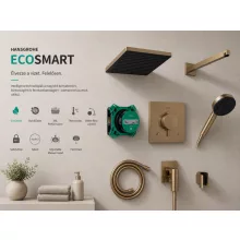 Hansgrohe Pulsify E beépíthető zuhanyrendszer Ecostat Comfort E termosztátos csapteleppel, szálcsiszolt bronz kivitelben.