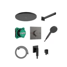 Hansgrohe Raindance Alive S zuhanyrendszer szett ShowerSelect Comfort E termosztáttal szálcsiszolt fekete króm 24630340