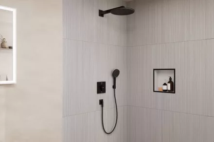 Hansgrohe Raindance Alive S 1 funkciós zuhanyrendszer szett ShowerSelect Comfort E termosztáttal matt fekete 24630670