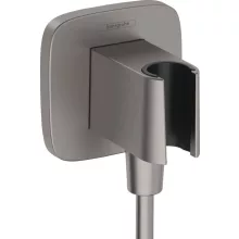   Hansgrohe FixFit Q zuhanytartó fali csatlakozóval, szálcsiszolt fekete króm 26887340